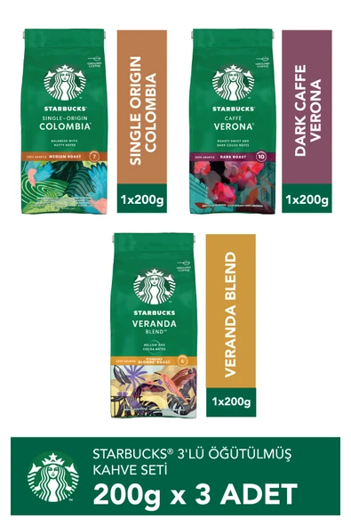 starbucks coffee Colombia / Veranda / Verona Muhteşem Üçlü Öğütülmüş Kahve Seti ürün görseli 1