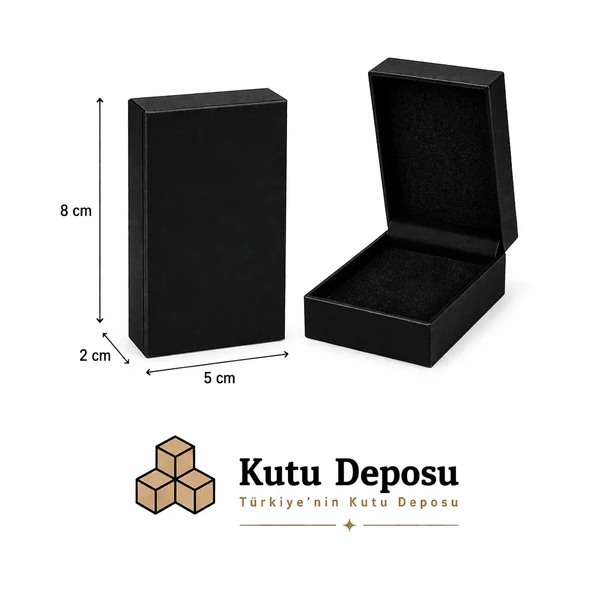 5x8x2 cm Tam Kapaklı Selefonlu Süngerli Takı Kutusu - Siyah (DEMONTE) (50 ADET) ürün görseli 1