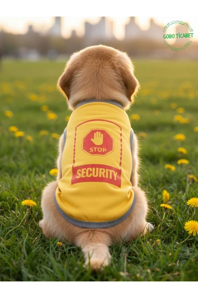 Gobo Stop Security (Güvenlik) Desenli Kedi ve Köpek Kıyafeti–Sevimli Evcil Hayvan Tişörtü Elbisesi ürün görseli 1