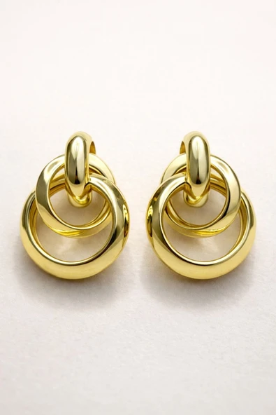 Kadın Çelik Gold Küpe / Günlük Kullanıma Uygun ürün görseli 1