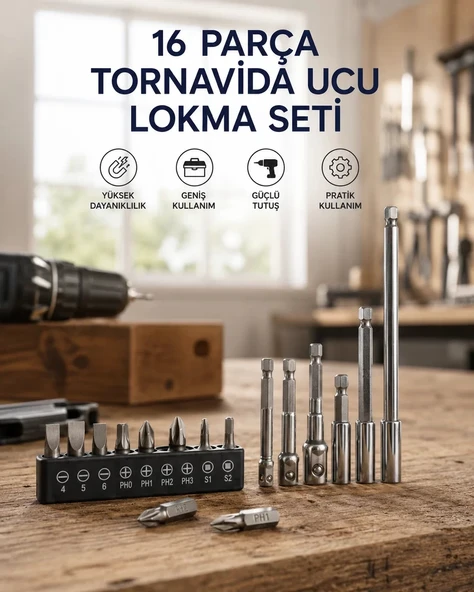 Nevamel® 16 Parça Bits Adaptör Ve Tornavida Ucu Seti ürün görseli 1