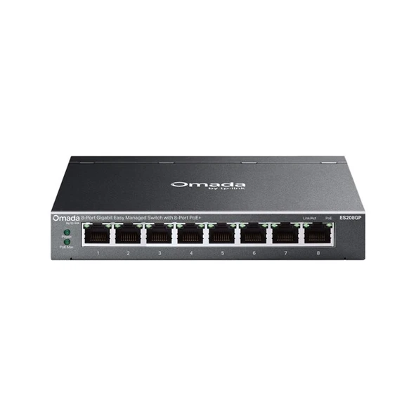 Tp-Link omada ES208GP 8 Port Gigabit Poe+ Switch ürün görseli 1