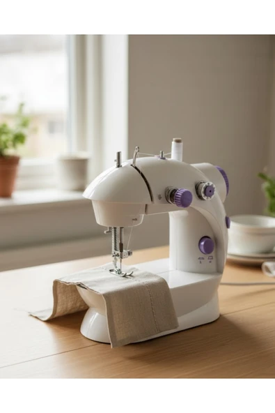 Pedallı Mini Dikiş Makinesi Çift Makara Kilitli Dikiş ürün görseli 1