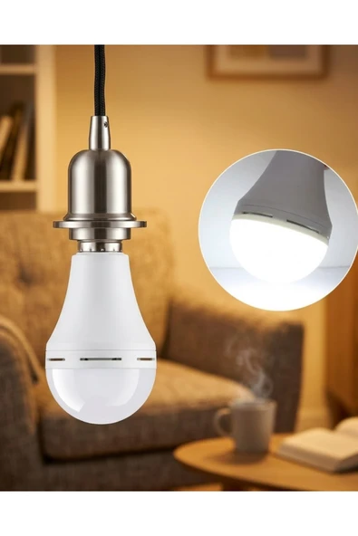 Elektrik Kesintisinde Yanan Şarjlı LED Ampul E27 6500K Güçlü Işık ürün görseli 1
