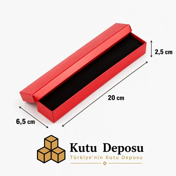 6,5x20x2,5 cm Tam Kapaklı Kolye ve Tesbih Kutusu - Kırmızı (DEMONTE) (50 ADET) ürün görseli 1