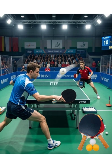 Masa Tenisi Oyun Seti 2 Raket 3 Top Evde Spor ve Eğlence ürün görseli 1