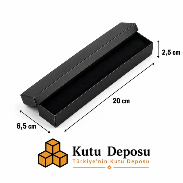6,5x20x2,5 cm Tam Kapaklı Kolye ve Tesbih Kutusu - Siyah (DEMONTE) (50 ADET) ürün görseli 1