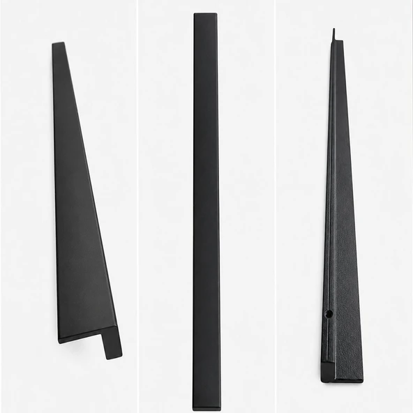 Özen Düz Mat Siyah 768 mm 1 Adet Mobilya Kulpu Metal Çekmece Dolap Kapak Kulp Modern Şık Tasarım ürün görseli 1