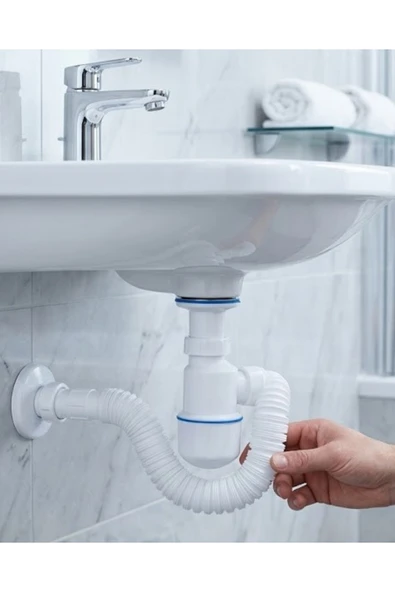 Lavabo Gider Borusu Esnek Hortumlu Sifon Seti Koku Önleyici Dayanıklı Tasarım ürün görseli 1