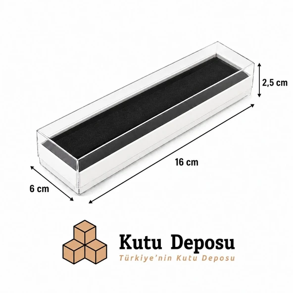 6x16x2,5 cm Asetat Kapaklı Tespih ve Takı Kutusu-Beyaz (DEMONTE) (50 ADET) ürün görseli 1