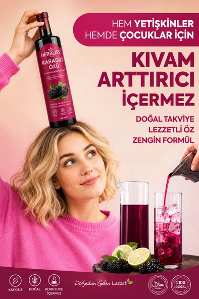 Herbliss Doğal Karadut Özü 250ML - Resim 3