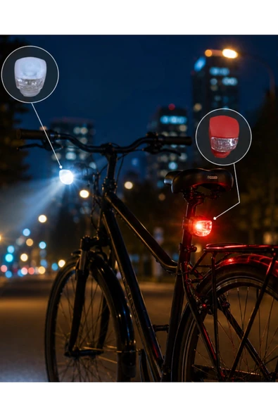 LED Bisiklet Işığı 2li Set Kırmızı Beyaz Çakar Lamba Seti ürün görseli 1