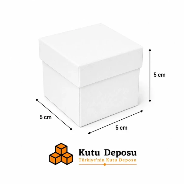 5x5x5 cm Tam Kapaklı Takı Kutusu - Beyaz (DEMONTE) (50 ADET) ürün görseli 1