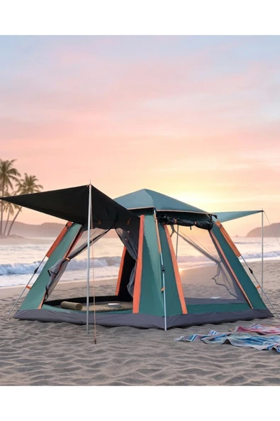 Büyük Boy Kamp Çadırı Güneşlikli 4 5 Kişilik Taşınabilir Outdoor Çadır ürün görseli 1