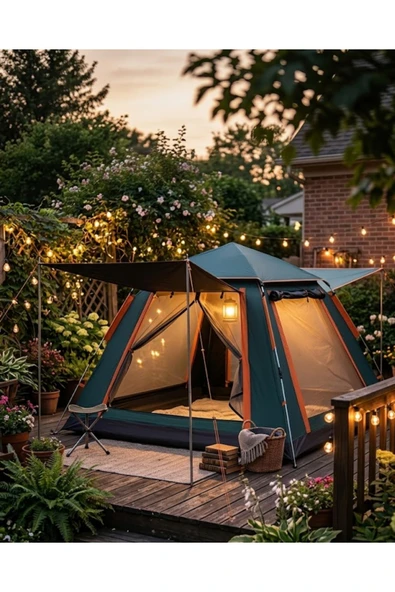 Geniş Aile Kamp Çadırı 240x210 cm Güneşlikli Otomatik Kurulum Outdoor Çadır ürün görseli 1