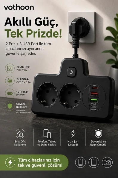 Bkl-502 Akım Korumalı 2li Priz 2 Usb Ve 2 Type-c Çıkış 4000w Hızlı Şarj Duvar Tipi Dokunmatik Led Aydınlatmalı ürün görseli 1