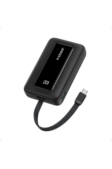 Anker Zolo Powerbank (10K, 30W, Dahili USB-C Kablo) - Siyah - A1688 ürün görseli 1