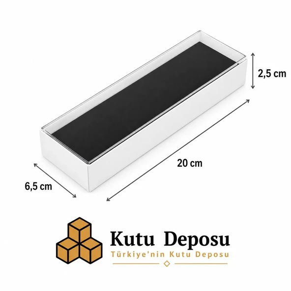 6,5x20x2,5 cm Asetat Kapaklı Tespih ve Takı Kutusu-Beyaz (DEMONTE) (50 ADET) ürün görseli 1