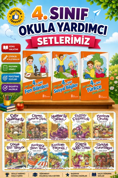 4.Sınıf Çıtır Çıtır Türkçe + Fen Bilimleri + Sosyal Bilgiler + Mor Dinozor Kıvılcım Hikaye Seti ürün görseli 1
