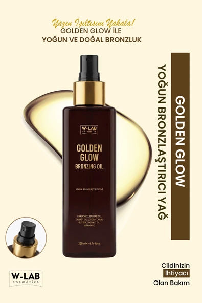 W-Lab Cosmetics Golden Glow Yoğun Bronzlaştırıcı Yağ 200 Ml ürün görseli 1