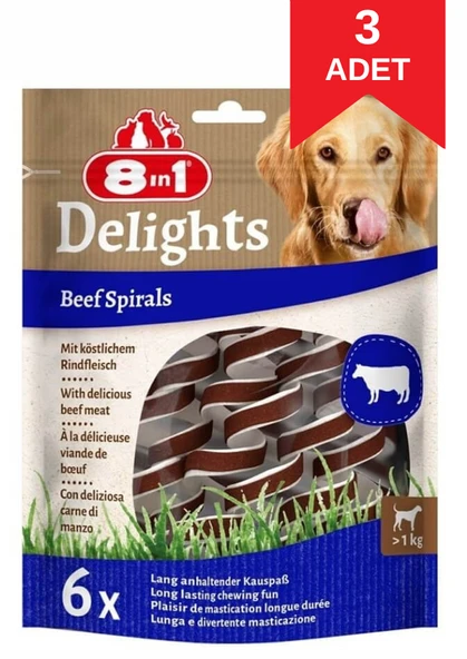 8in1 Smart Delights Beef Spirals Biftekli Burgu Köpek Ödül Maması 6'lı 60 Gr X 3 Adet ürün görseli 1