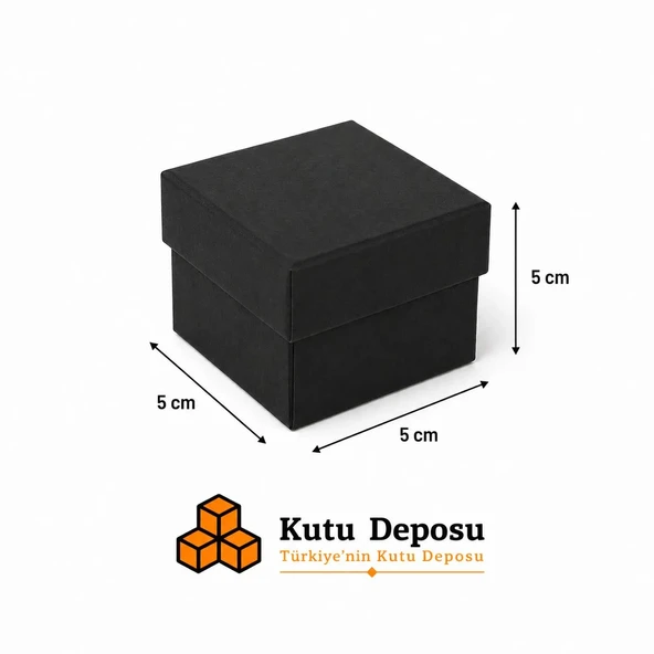 5x5x5 cm Tam Kapaklı Takı Kutusu - Siyah (DEMONTE) (50 ADET) ürün görseli 1