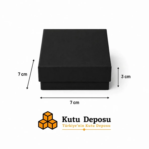7x7x3 cm Tam Kapaklı Selefonlu Süngerli Takı Kutusu - Siyah (DEMONTE) (50 ADET) ürün görseli 1