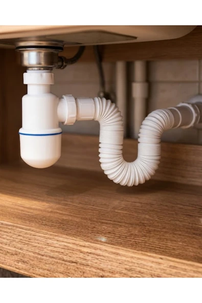 Lavabo Gider Sifonu Esnek Hortumlu Koku Önleyici Tıkanma Engelleyici Gider Seti ürün görseli 1