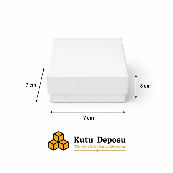 7x7x3 cm Tam Kapaklı Selefonlu Süngerli Takı Kutusu - Beyaz (DEMONTE) (50 ADET) ürün görseli 1