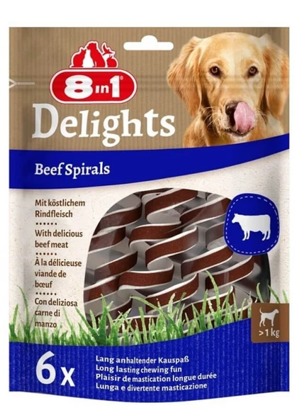 8in1 Smart Delights Beef Spirals Biftekli Burgu Köpek Ödül Maması 6'lı 60 Gr ürün görseli 1