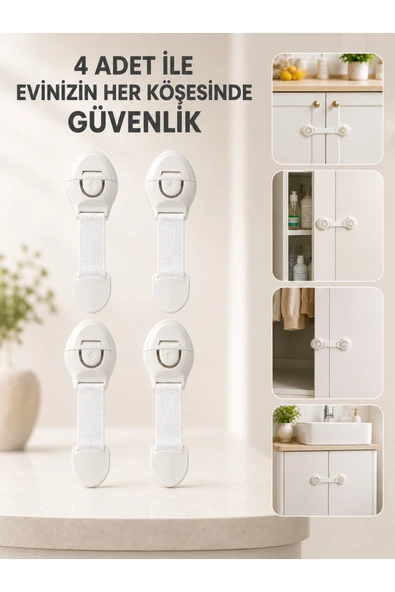 4 Adet Çok Amaçlı Çocuk Güvenlik Kilidi Dolap, Çekmece ve Gardırop İçin ürün görseli 1