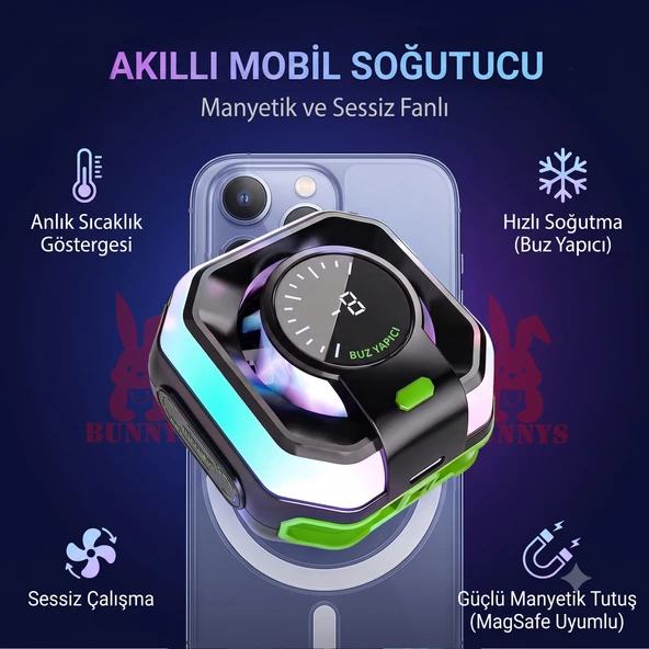 BUNNYS Apple iPhone 17 Plus Uyumlu Buz Soğutucu Fan Telefon Tablet Yeni Nesil Hızlı Soğutma ürün görseli 1