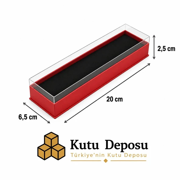 6,5x20x2,5 cm Asetat Kapaklı Tespih ve Takı Kutusu-Kırmızı (DEMONTE) (50 ADET) ürün görseli 1