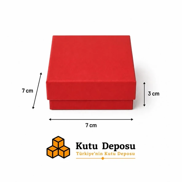 7x7x3 cm Tam Kapaklı Selefonlu Süngerli Takı Kutusu - Kırmızı (DEMONTE) (50 ADET) ürün görseli 1