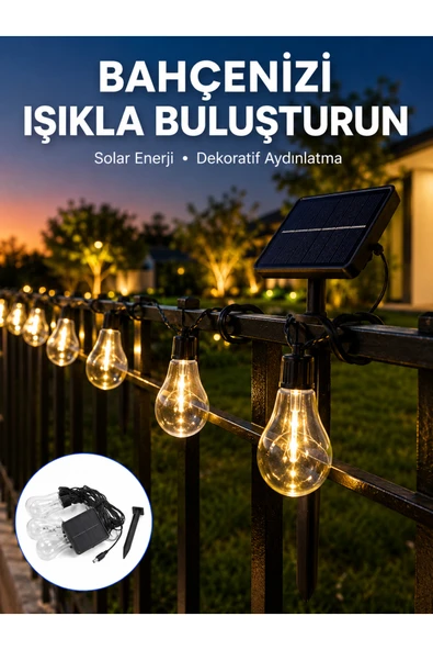 Solar LED Ampul Işık Dış Mekan Bahçe Pergola Balkon Dekoratif Aydınlatma ürün görseli 1