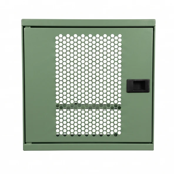 Alfafonet WiFi Box 280 Duvar Tipi Modem ve WiFi Kutusu 280x120x280 mm Yeşil | Perfore Metal Kapak | Montajlı ürün görseli 1