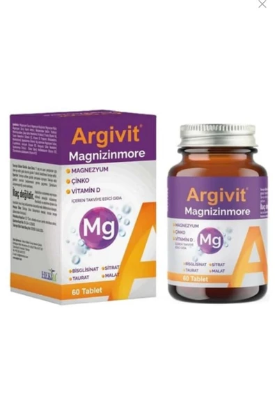 Argivit Magnizinmore Magnezyum, Çinko Ve Vitamin D Içeren Takviye Edici Gıda 60 Tablet ürün görseli 1