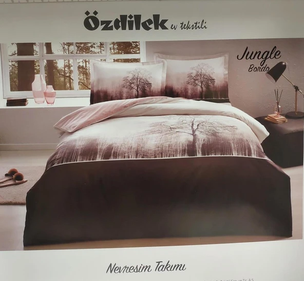 Özdilek Ranforce -Jungle Bordo- Çift Kişilik Nevresim Takımı ürün görseli 1