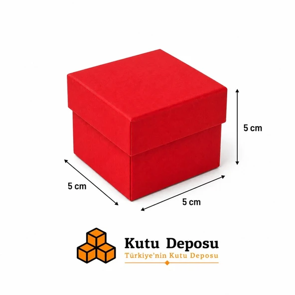 5x5x5 cm Tam Kapaklı Takı Kutusu - Kırmızı (DEMONTE) ürün görseli 1