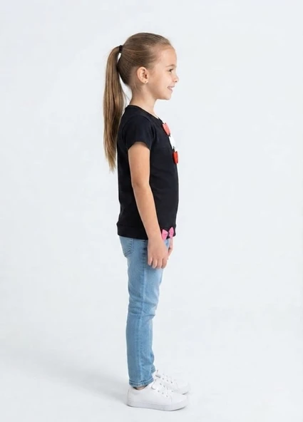 Kız Çocuk Siyah T-Shirt - Resim 2