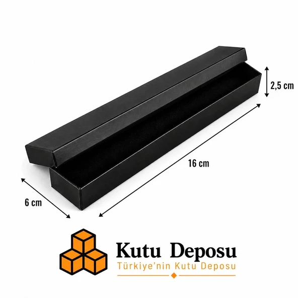 6x16x2,5 cm Tam Kapaklı Kolye ve Tesbih Kutusu - Siyah (DEMONTE) (50 ADET) ürün görseli 1