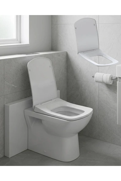 Kare Slim Klozet Kapağı Sessiz Kapanma Dayanıklı Tasarım ürün görseli 1