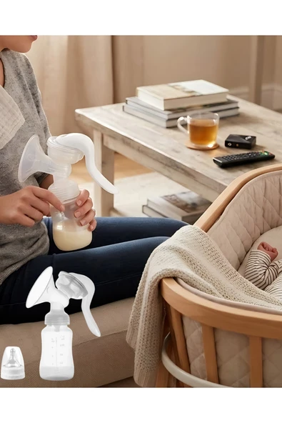 Taşınabilir Manuel Göğüs Pompası Ayarlanabilir Vakumlu 180 ML Şişeli ürün görseli 1