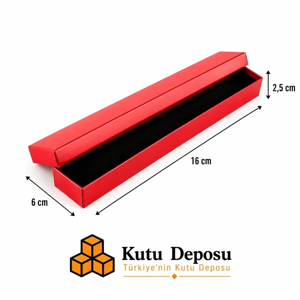 6x16x2,5 cm Tam Kapaklı Kolye ve Tesbih Kutusu - Kırmızı (DEMONTE) (50 ADET) ürün görseli 1