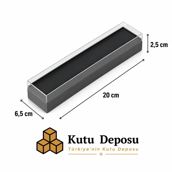 6,5x20x2,5 cm Asetat Kapaklı Tespih ve Takı Kutusu-Siyah (DEMONTE) (50 ADET) ürün görseli 1