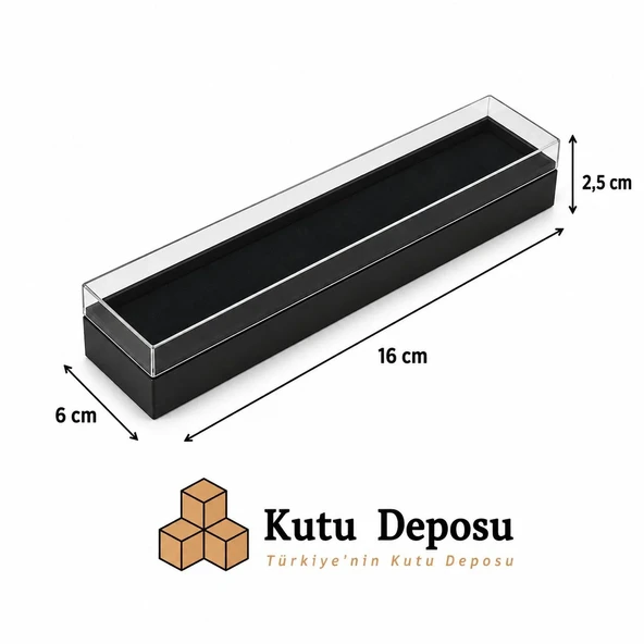 6x16x2,5 cm Asetat Kapaklı Tespih ve Takı Kutusu-Siyah (DEMONTE) (50 ADET) ürün görseli 1