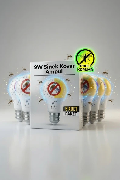 9W Sinek Kovar LED Ampul 5'li Paket – Çift Modlu Beyaz Işık & Sarı Sinek Kovucu Işık – E27 Duy ürün görseli 1