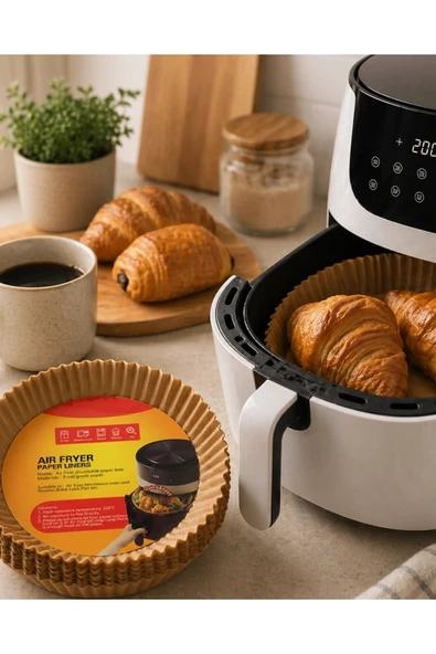 Yuvarlak Airfryer Kağıdı 100 Adet Yağ Tutmaz Hazne Koruyucu ürün görseli 1