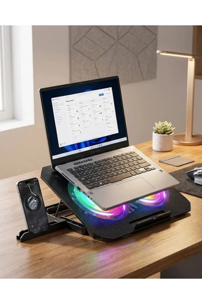 RGB Fanlı Laptop Soğutma Standı USB Girişli Notebook Yükseltici ürün görseli 1