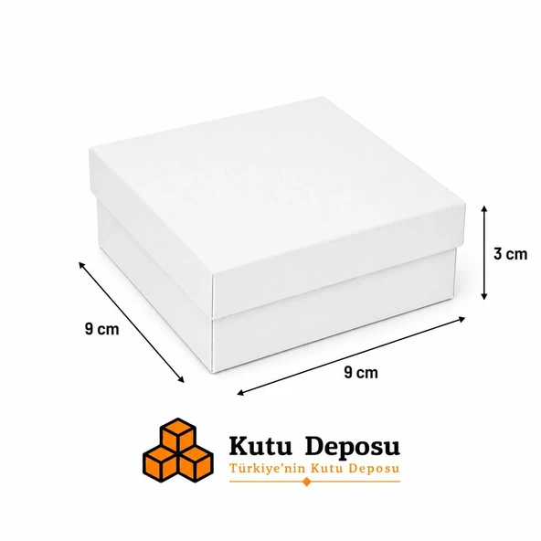 9x9x3 cm Tam Kapaklı Selefonlu Süngerli Takı Kutusu - Beyaz (DEMONTE) (50 ADET) ürün görseli 1